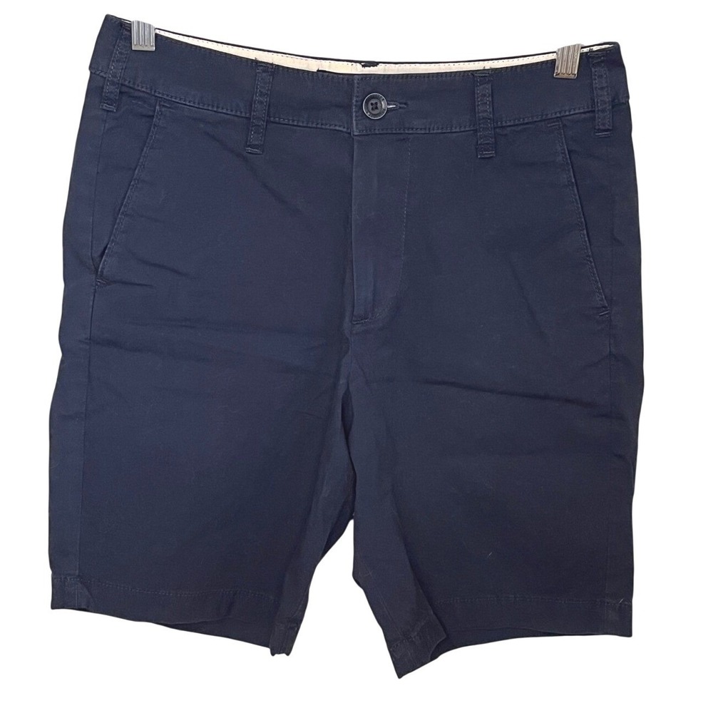 Hollister Mens Epic Flex Flat Front Shorts Navy Blue Chino 9 Inch Inseam Size 29